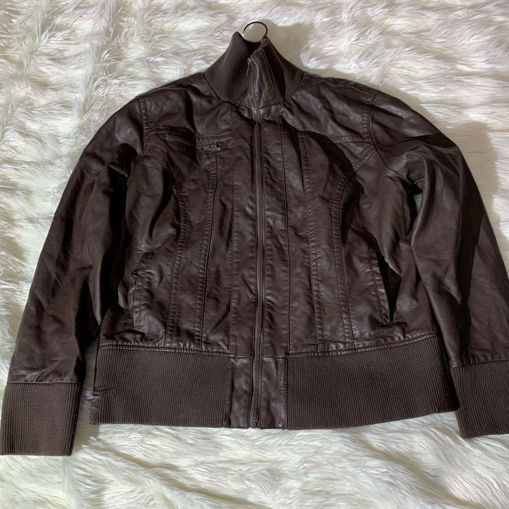 🍁 Xhilaration Brown Faux Leather Jacket